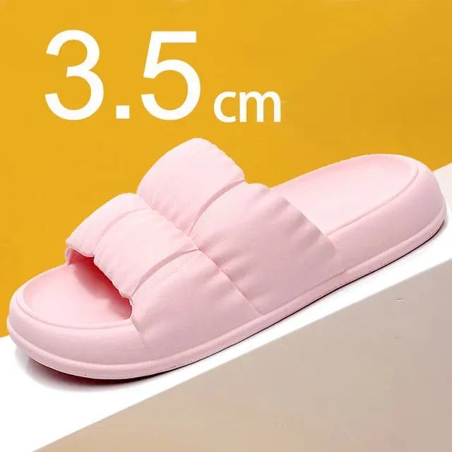 Sohiwoo Comfort Soft Sole Platform Slippers for Women Summer Beach Non-Slip Pillow Sandals Woman Korean Eva Home Shoes Flip Flops