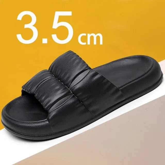 Sohiwoo Comfort Soft Sole Platform Slippers for Women Summer Beach Non-Slip Pillow Sandals Woman Korean Eva Home Shoes Flip Flops