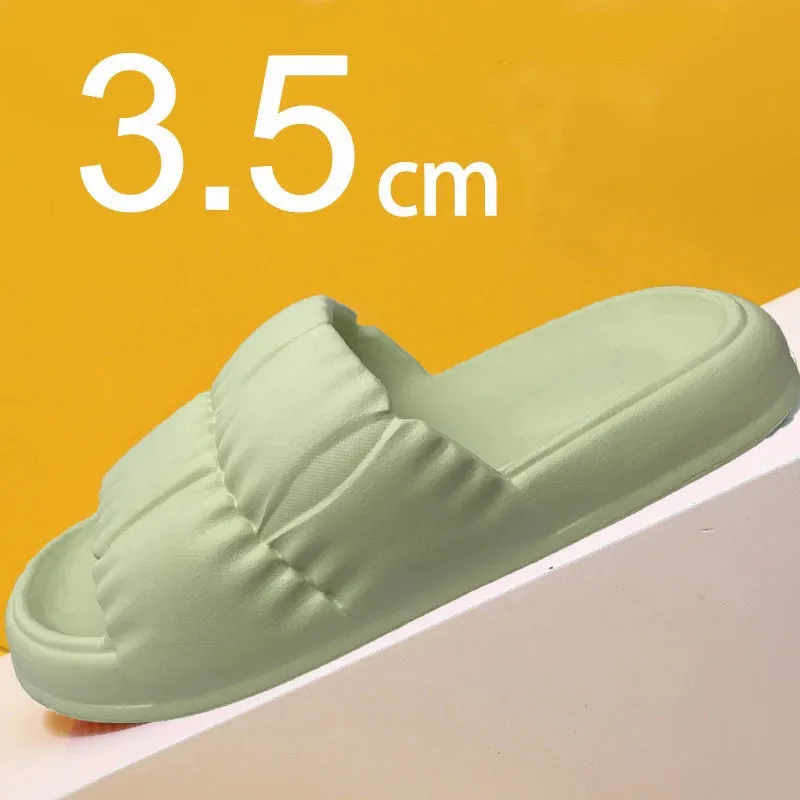 Sohiwoo Comfort Soft Sole Platform Slippers for Women Summer Beach Non-Slip Pillow Sandals Woman Korean Eva Home Shoes Flip Flops
