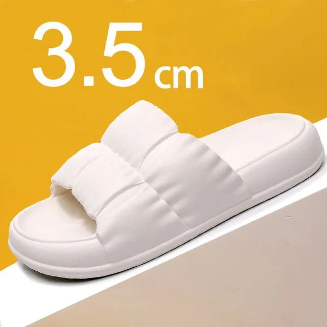Sohiwoo Comfort Soft Sole Platform Slippers for Women Summer Beach Non-Slip Pillow Sandals Woman Korean Eva Home Shoes Flip Flops