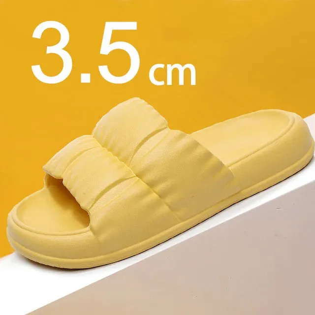 Sohiwoo Comfort Soft Sole Platform Slippers for Women Summer Beach Non-Slip Pillow Sandals Woman Korean Eva Home Shoes Flip Flops