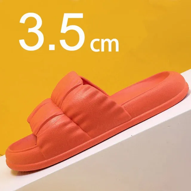 Sohiwoo Comfort Soft Sole Platform Slippers for Women Summer Beach Non-Slip Pillow Sandals Woman Korean Eva Home Shoes Flip Flops