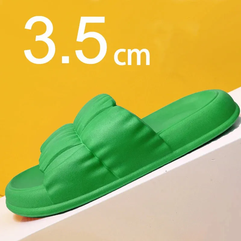 Sohiwoo Comfort Soft Sole Platform Slippers for Women Summer Beach Non-Slip Pillow Sandals Woman Korean Eva Home Shoes Flip Flops