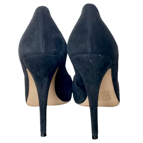 VALENTINO Black Suede Satin Bow Detail Pumps, Size 39