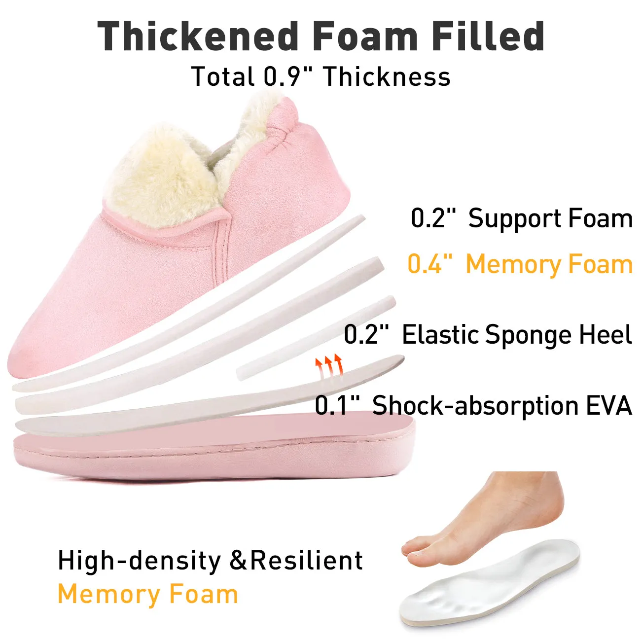 VONMAY Women's Faux Fur Suede House Bootie Slippers Memory Foam Slippers Anti-Skid Winter Boot Indoor Outdoor