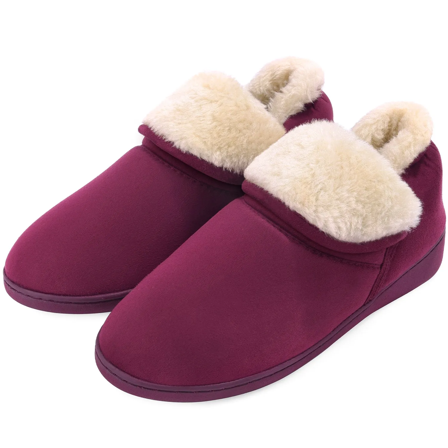 VONMAY Women's Faux Fur Suede House Bootie Slippers Memory Foam Slippers Anti-Skid Winter Boot Indoor Outdoor