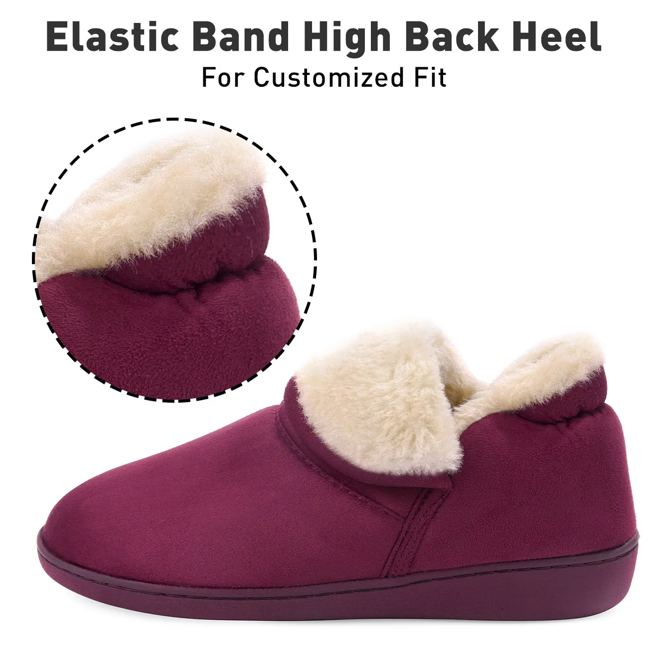VONMAY Women's Faux Fur Suede House Bootie Slippers Memory Foam Slippers Anti-Skid Winter Boot Indoor Outdoor