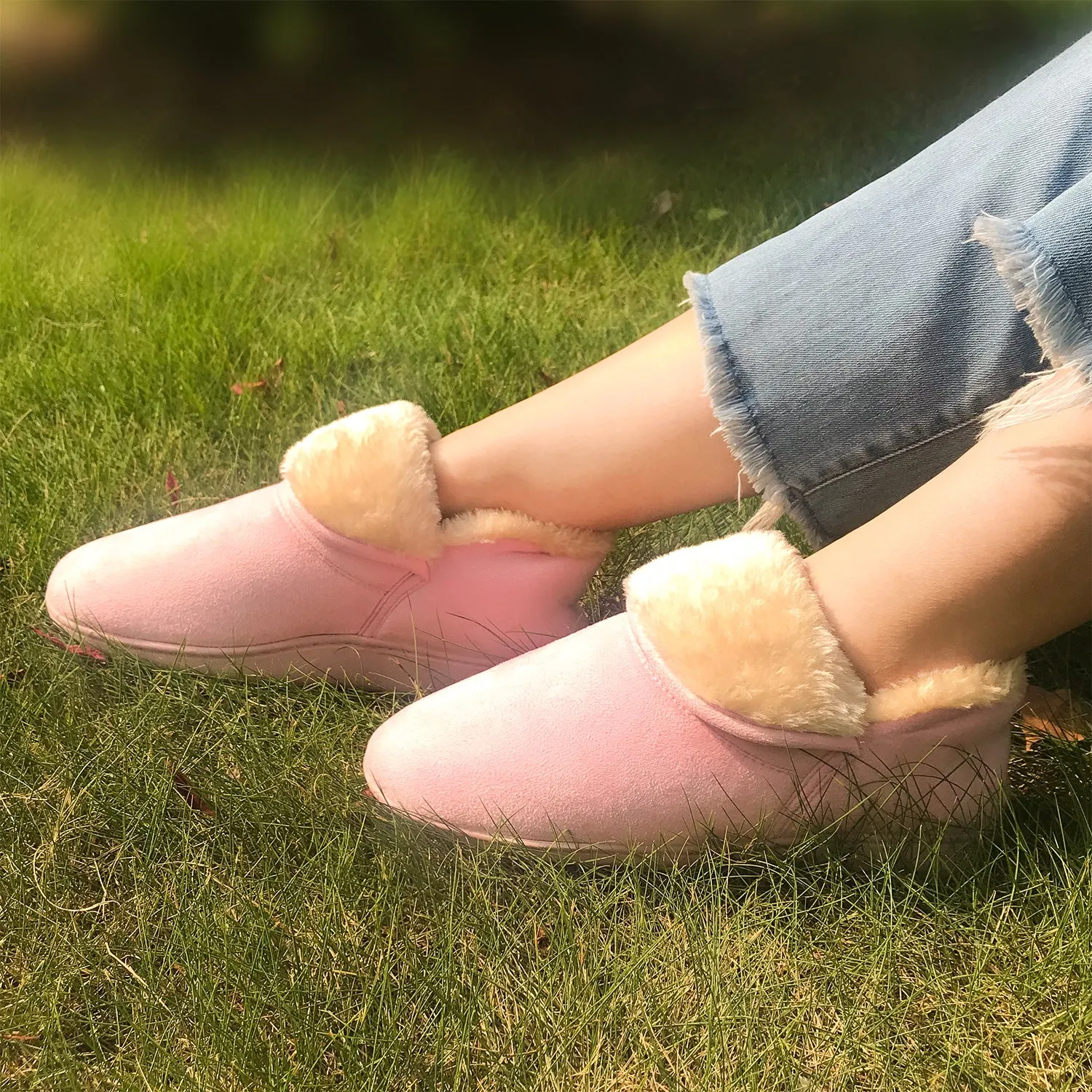 VONMAY Women's Faux Fur Suede House Bootie Slippers Memory Foam Slippers Anti-Skid Winter Boot Indoor Outdoor